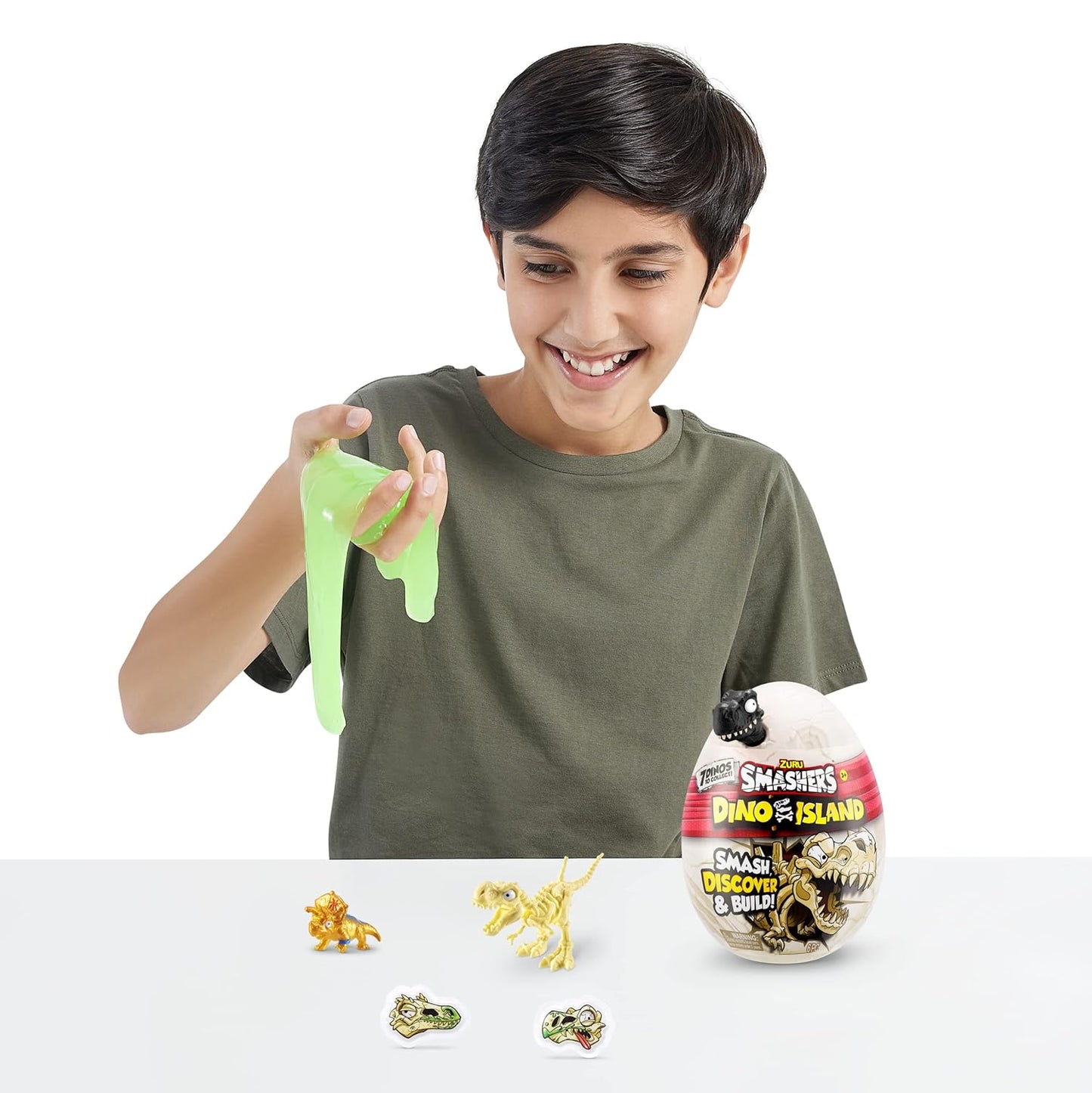 Smashers Dino Island Nano Egg by ZURU with 6 Hidden Surprises, Mini and Dinosaur Toy, Prehistoric Discovery Slime More, Age 3+ Color May Vary