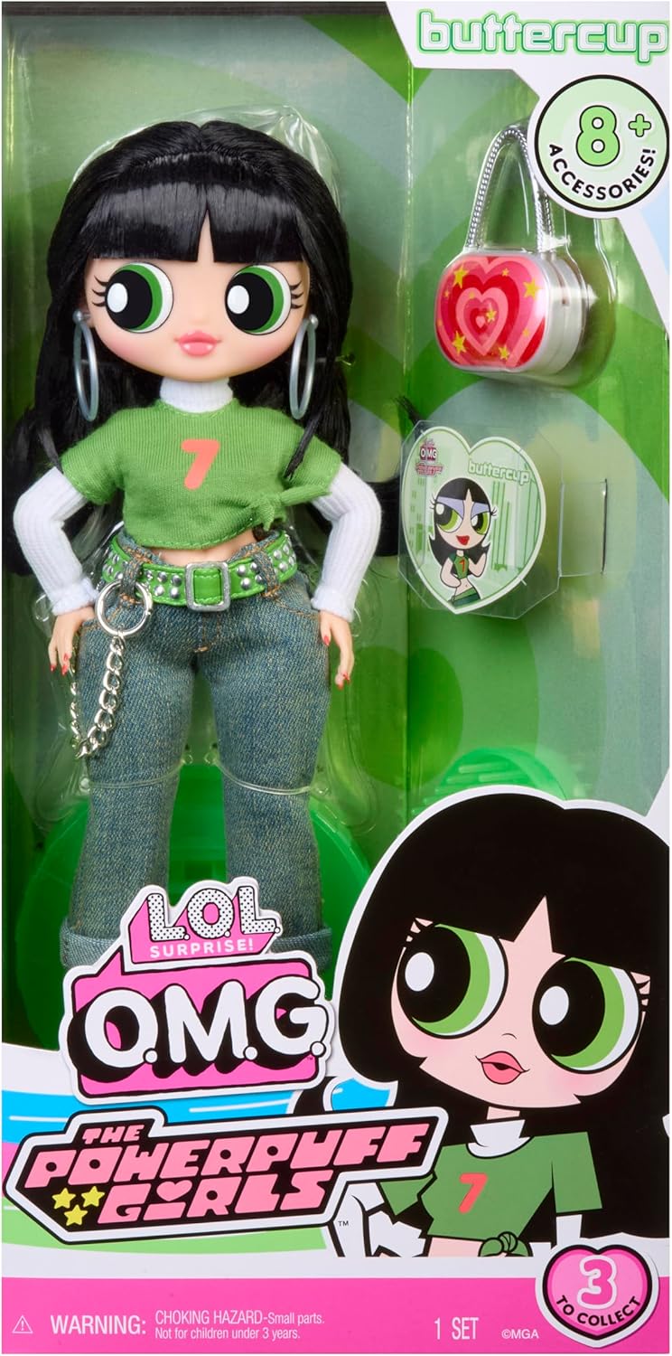 L.O.L. Surprise! OMG The Powerpuff Girls Doll - Buttercup - Includes 1 Doll, Blind Packaging, Comes with Suit and Accessories, Collect All 3