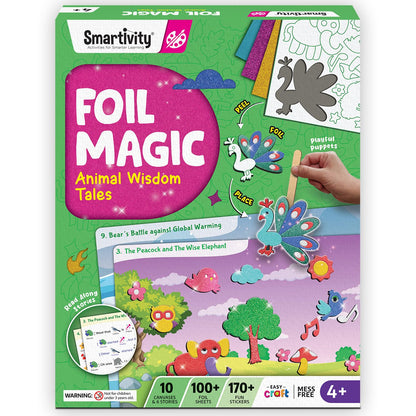 Smartivity Art & Craft Activity Kit- Foil Magic Animals Theme Craft Kit for Kids Age 4-10 Years, 100+ Foil Sheet, 10 Canvases, 170+ Stickers, Birthday Gift for Boys & Girls Ages 4,5,6,7,8,9,10(PACK OF 6)