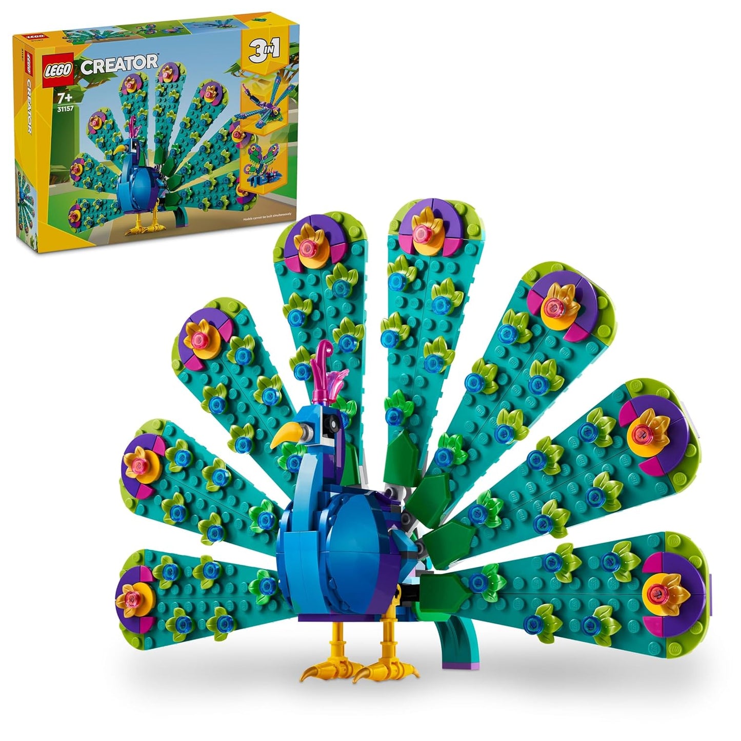 LEGO Creator Exotic Peacock 3in1 Toy Set 31157 Building Blocks Toys for 7+ Gift for Boys and Girls