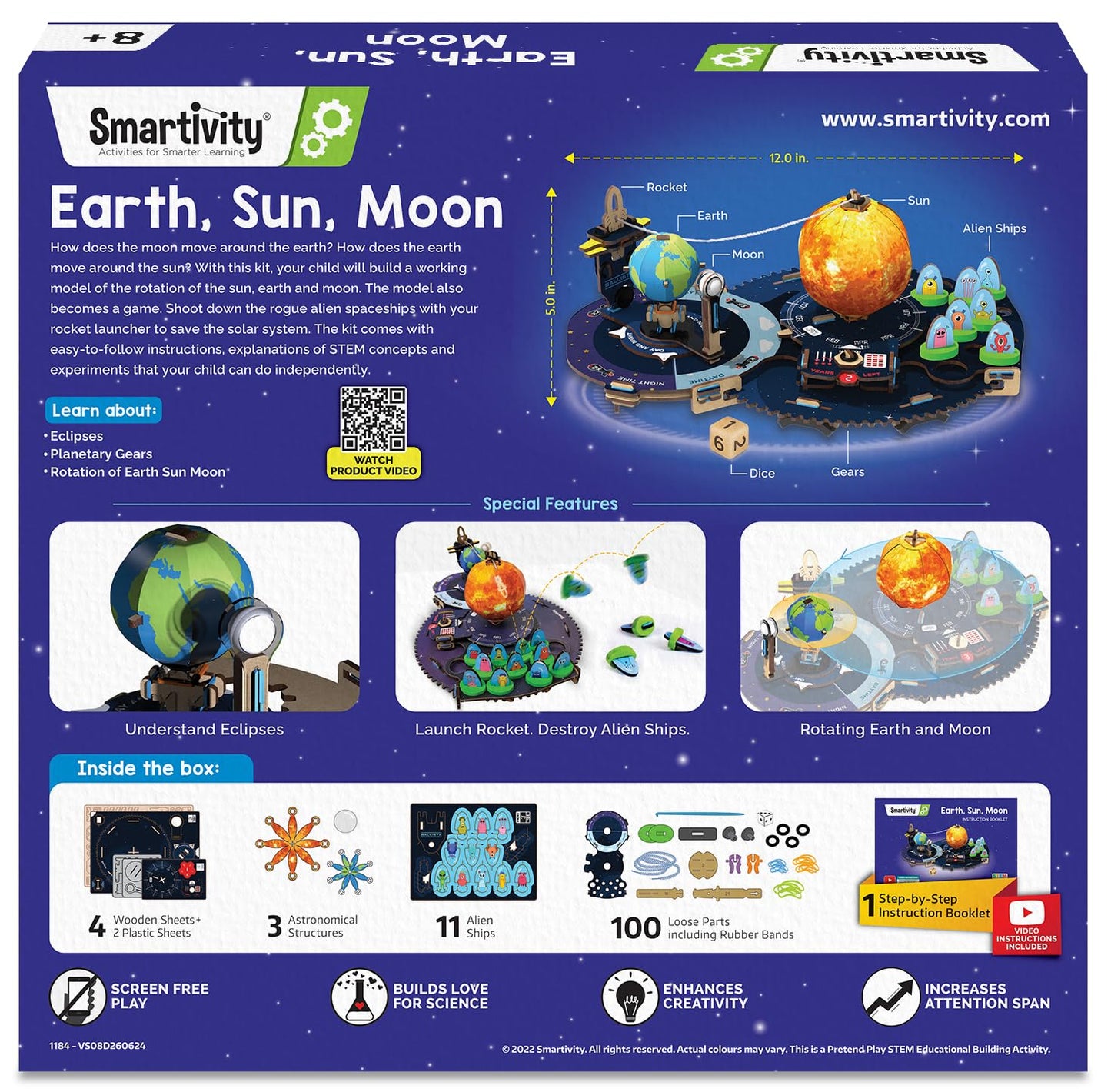 Smartivity Earth-Sun-Moon Space Toy for Kids 8-10-12-14 Years Old | Interactive 3D Model Kit I Birthday Gift for Boys & Girls(PACK OF 6)