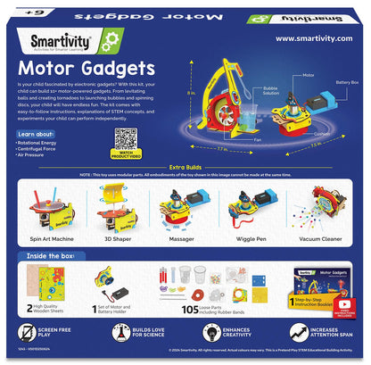 Smartivity 10-in-1 Motor Powered Gadgets Kit for Kids 6-12 Years | Build 10+ Science Projects - Bubble Launcher, Spinning Toy & More | Birthday Gift for 6,7,8,9,10,11,12 Years(PACK OF 6)