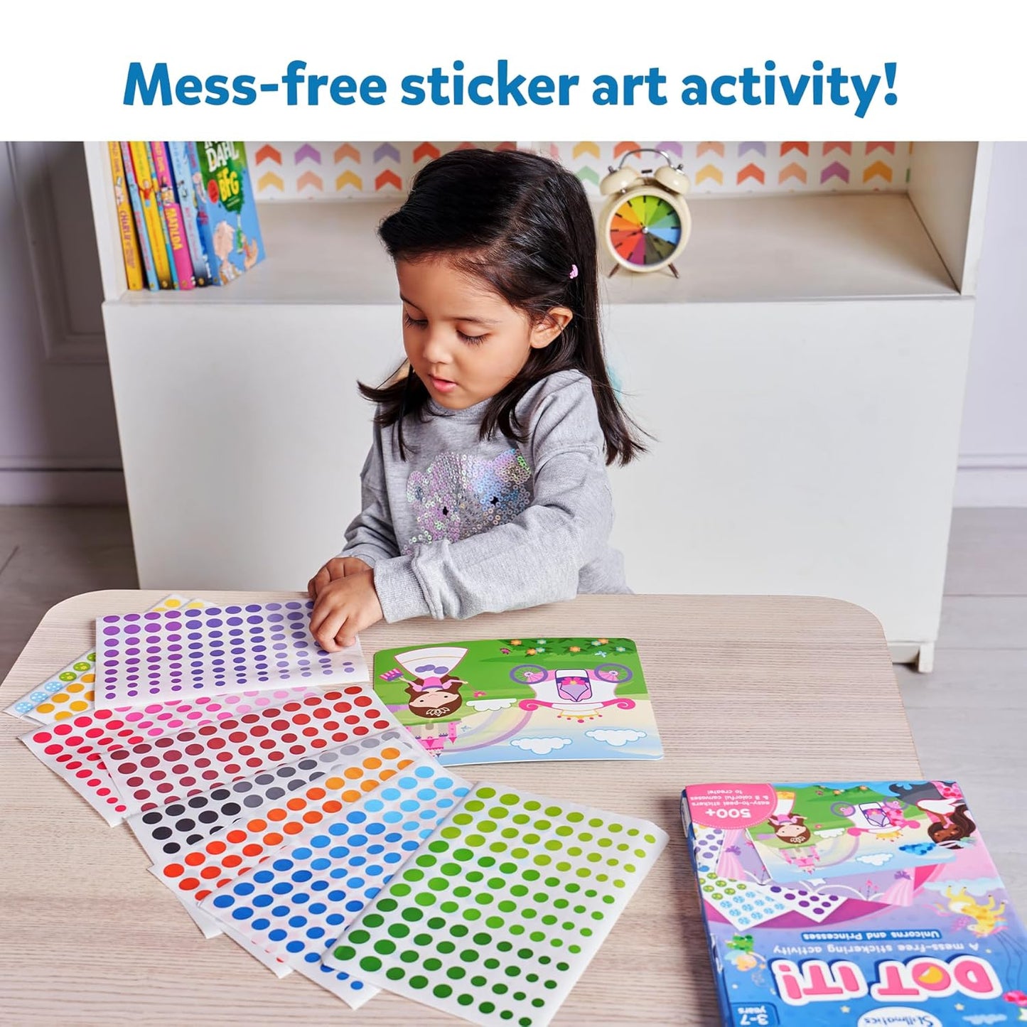 Skillmatics Dot It Sticker Art Activity - Unicorns & Princesses, Mess-Free Fun for Kids, 500+ Stickers, Craft Kits, DIY Activity, Travel Toys, Gifts for Boys & Girls Ages 3, 4, 5, 6, 7(PACK OF 5)