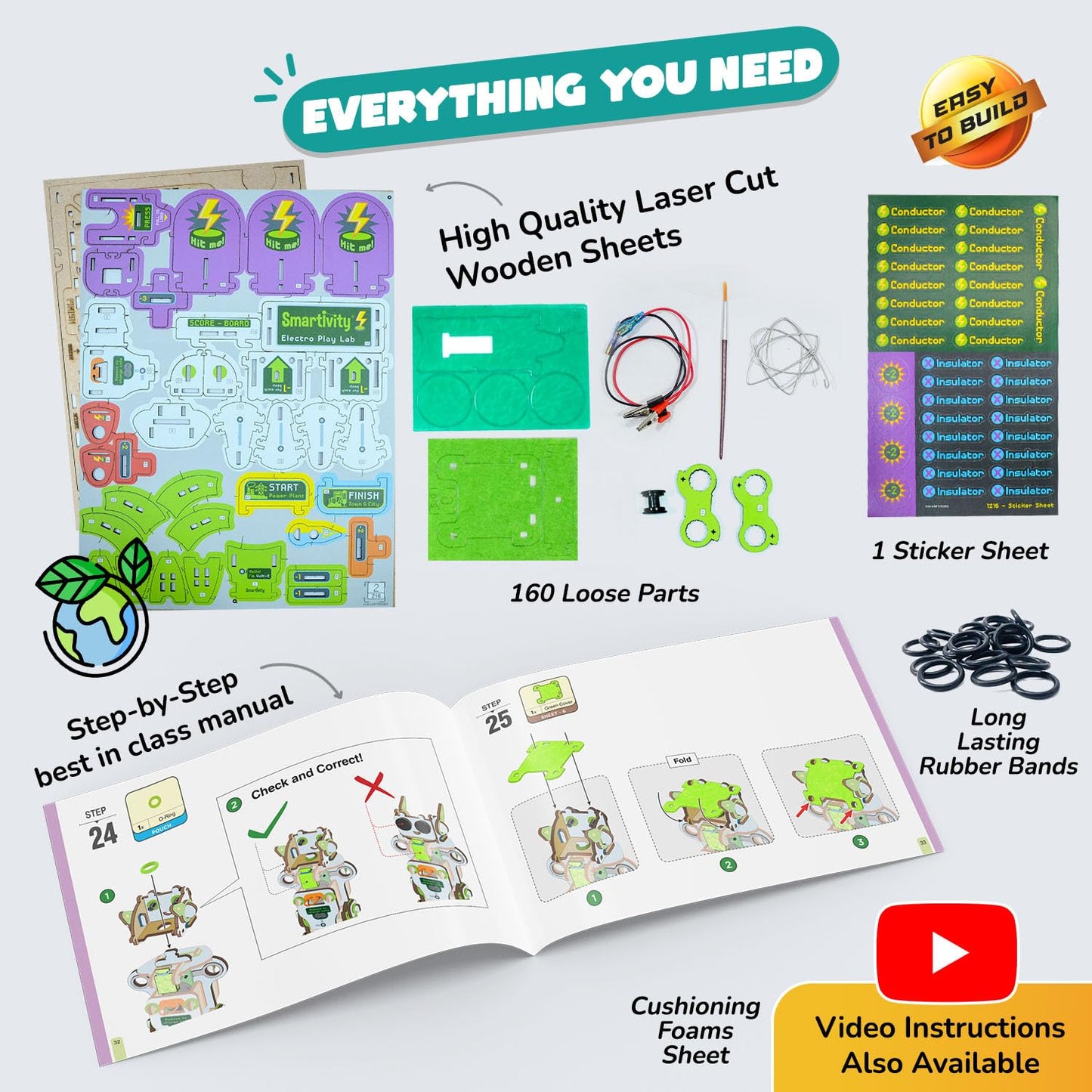 Smartivity Electricity Kit for Kids 8-14 Years Old I 8+ Circuit Experiments & DIY Electric Robot with Light and Sound | Science Project Kit I Birthday Gift Boys & Girls 8-9-10-11-12-13-14 Years(PACK OF 6)