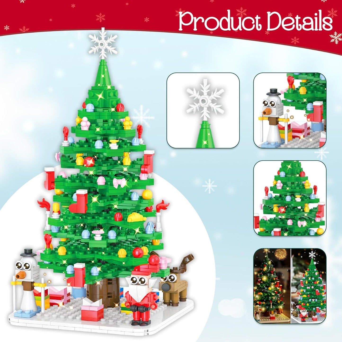 VEEKAY 2025 Advent Calendar with Christmas Tree Building Blocks, 779 Pieces, Christmas Tree, Mini Building Blocks, Christmas Countdown Calendar for Children's Gifts