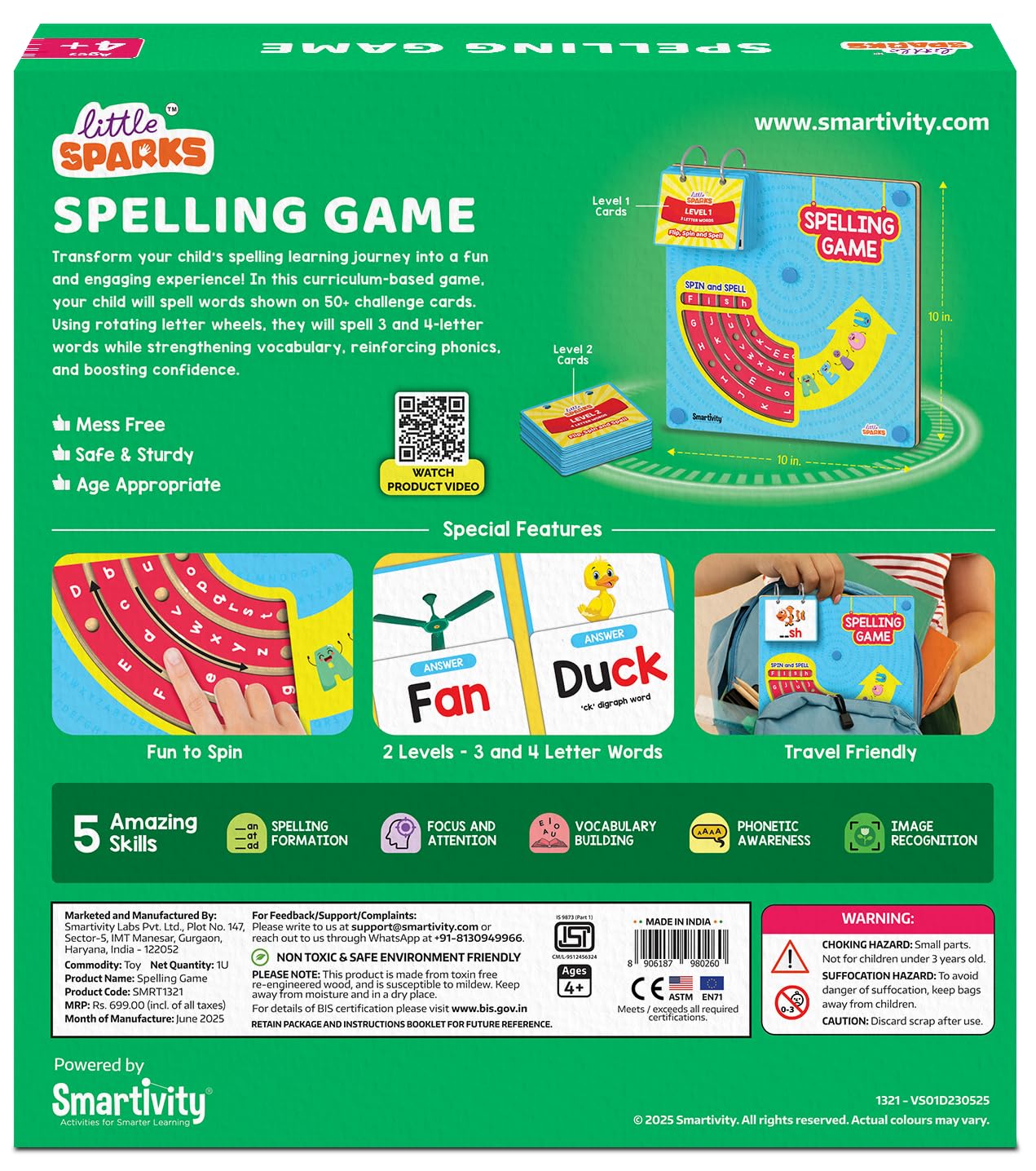 Smartivity Spelling Game Learning Toy for Kids 4-8 Years Old I 50+ Picture Cards I Birthday Gift I Educational Word & Vocabulary Building Toy with Rotating Letter Wheels I Travel-Friendly(PACK OF 6)