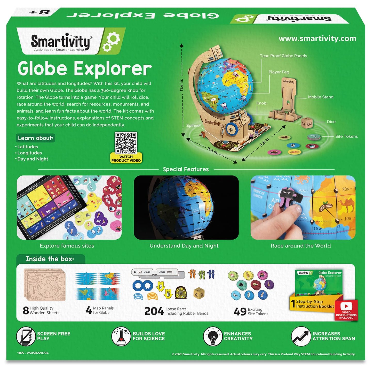Smartivity Interactive Globe Model for Kids 8-14 Years Old | Build Your Own Globe with 1000+ Facts About Animals, Monuments, Places I Birthday Gift for Boys...(PACK OF 6)
