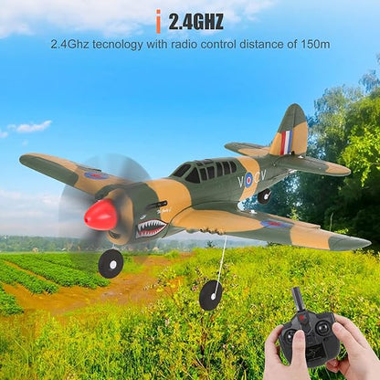 GoolRC RC Plane, WLtoys XK A220-P40 Remote Control Airplane, 2.4Ghz 4 Channel RC Aircraft Fighter with 6 Axis Gyro, 3D/6G Mode, Easy & Ready to Fly for Adults and Beginners
