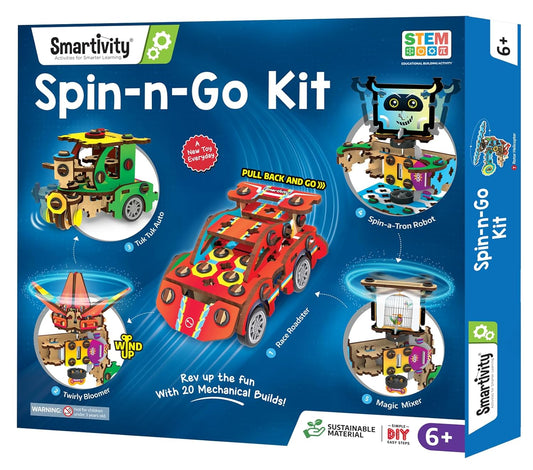 Smartivity 20in1 Spin-n-Go Kit for Kids Ages 6-7-8-9-10-11-12 I Build a Moving Robot, CAR, Airplane & More I Birthday Gifts for Boys & Girls | DIY Science Toy for Kids 6-12 Years Old,Multicolor(PACK OF 6)