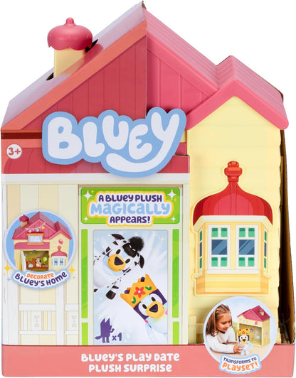 Bluey’s Play Date Plush Surprise Toddler House Playset, Durable Toy House with Exclusive Cuddly Stuffed Toy, Immersive House Toys for Kids of Ages 3+