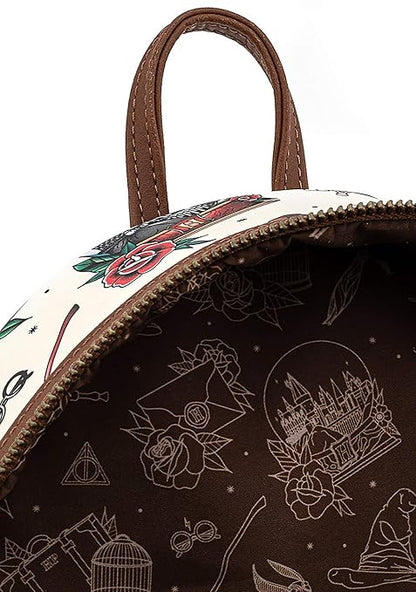 Loungefly Harry Potter Tattoo Art Cream Color Womens Double Strap Shoulder Bag