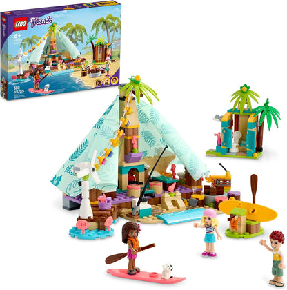LEGO Friends 41700 Beach Glamping Camping Tent Building Set, 380 Pieces, Ages 6+