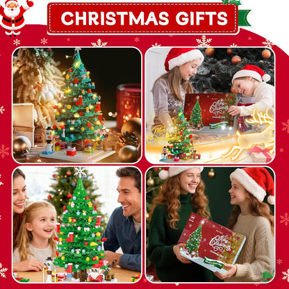 VEEKAY 2025 Advent Calendar with Christmas Tree Building Blocks, 779 Pieces, Christmas Tree, Mini Building Blocks, Christmas Countdown Calendar for Children's Gifts