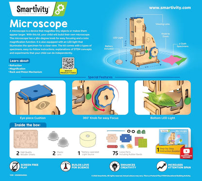 Smartivity DIY Microscope 100x Zoom Toy for Kids Age 8-10-12-14 Years Old(PACK OF 6)