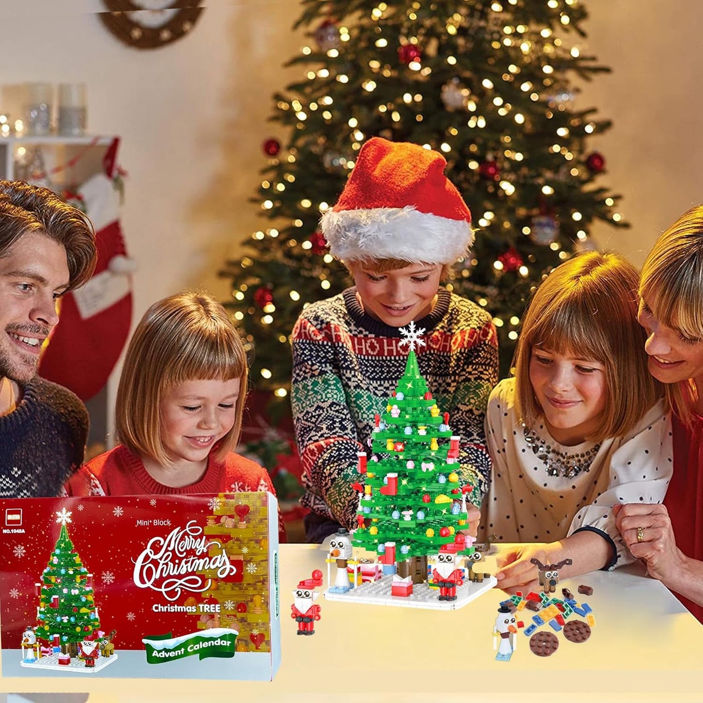 VEEKAY 2025 Advent Calendar with Christmas Tree Building Blocks, 779 Pieces, Christmas Tree, Mini Building Blocks, Christmas Countdown Calendar for Children's Gifts