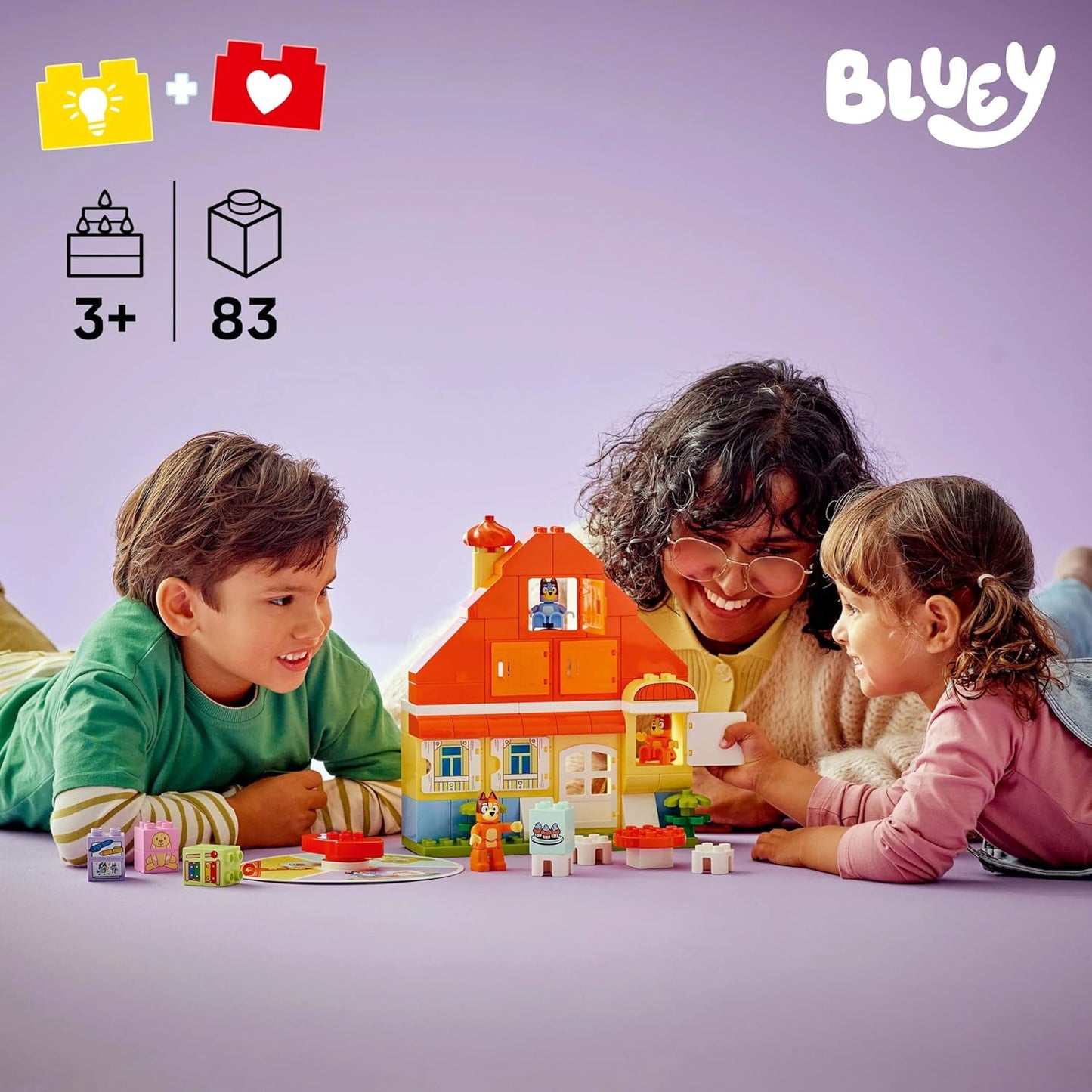 LEGO DUPLO Bluey: Bluey’s Family House with Memory Game Interactive Toy 10459 Building Toy
