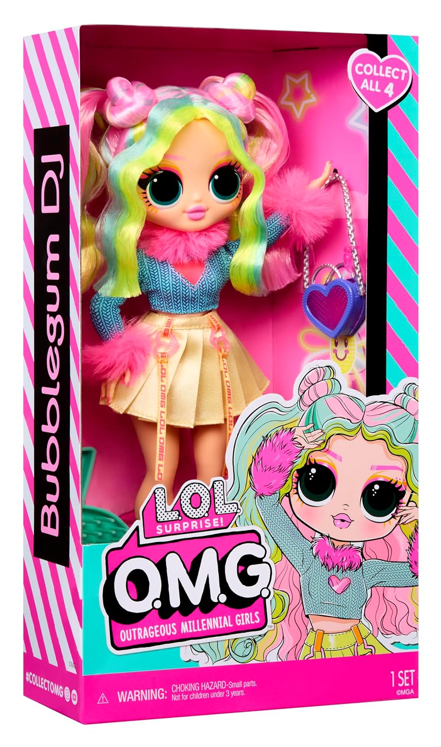 L.O.L. Surprise! O.M.G. Bubblegum D.J. Fashion Doll – Stylish Hair and Collectible Accessories