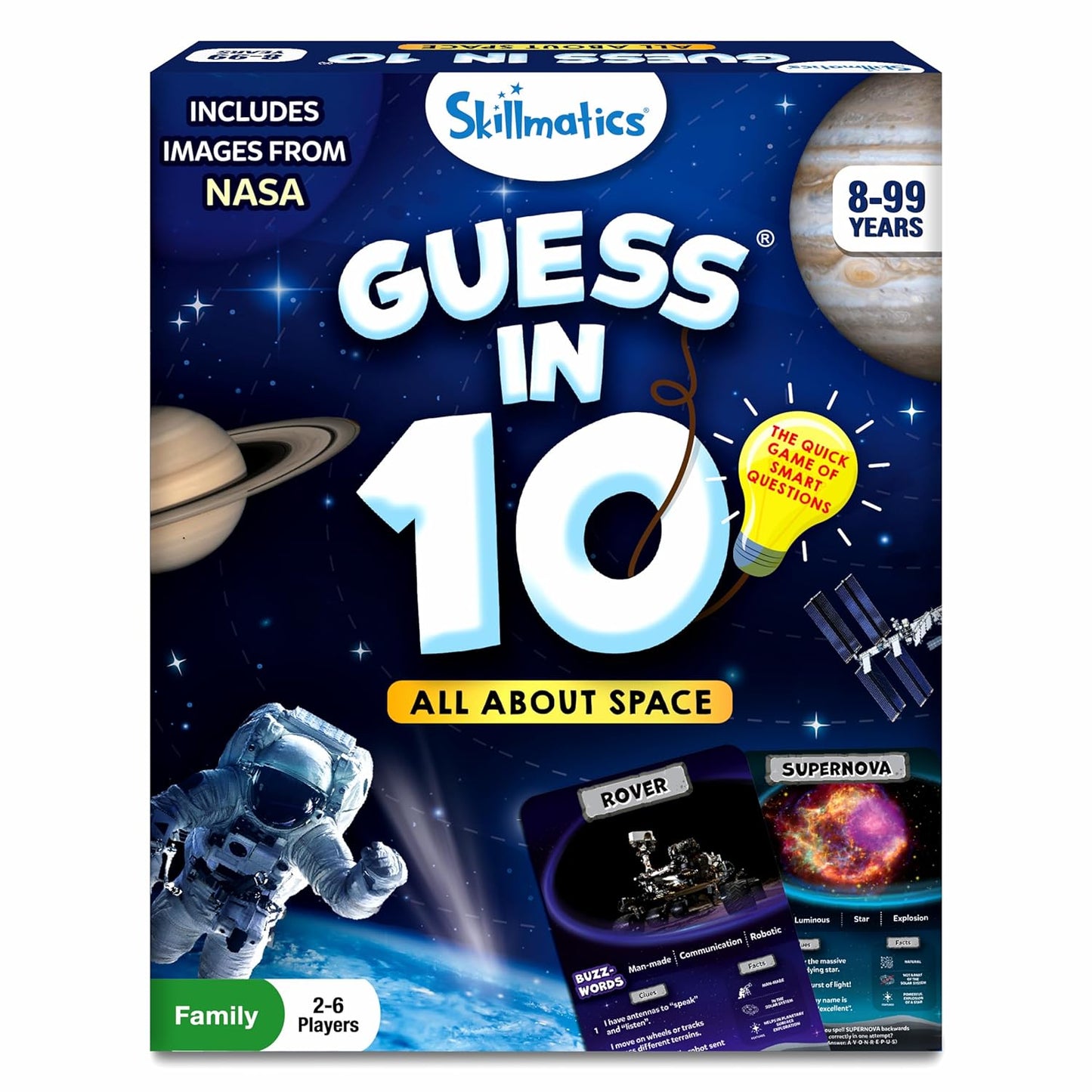 Skillmatics Guess in 10 NASA Space, Perfect for Boys, Girls, Kids & Families Who Love Card Games, Educational Toys, Travel Games, Gifts for Ages 8, 9, 10 and Up(PACK OF 5)