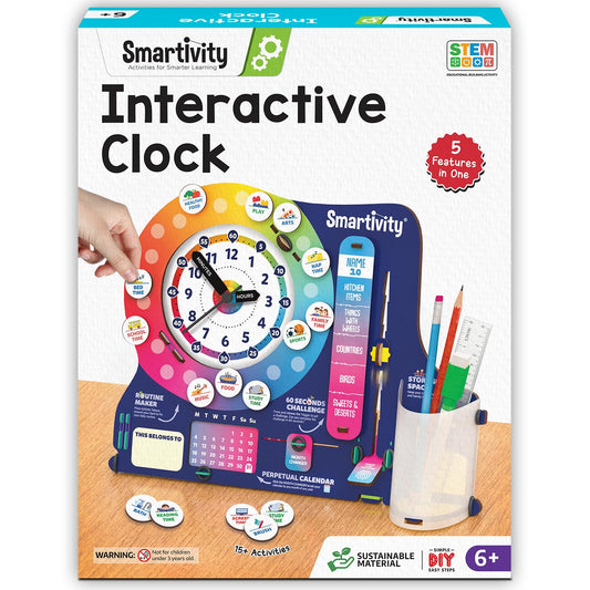 Smartivity DIY Interactive Clock with Stationary Organiser for Kids Ages 6-12 | Features an Infinity Calendar | Birthday Gift for Boys & Girls | Educational Toy for 6,7,8,9,10,11,12 Years(PACK OF 6)