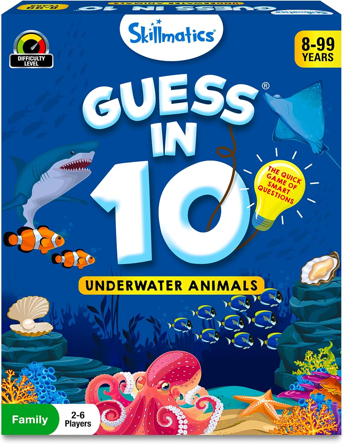 Skillmatics Card Game - Guess in 10 Underwater Animals, Gifts for 8 Year Olds and Up, Quick Game of Smart Questions, Fun Family Game(PACK OF 5)