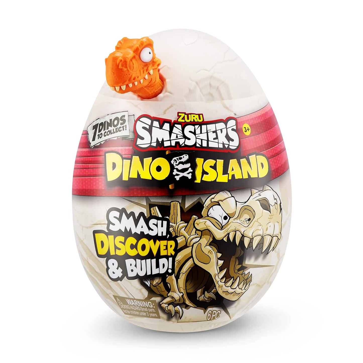Smashers Dino Island Nano Egg by ZURU with 6 Hidden Surprises, Mini and Dinosaur Toy, Prehistoric Discovery Slime More, Age 3+ Color May Vary
