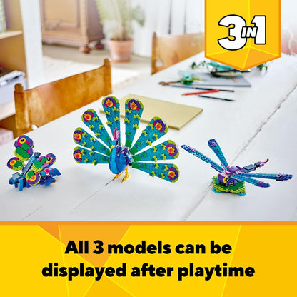 LEGO Creator Exotic Peacock 3in1 Toy Set 31157 Building Blocks Toys for 7+ Gift for Boys and Girls
