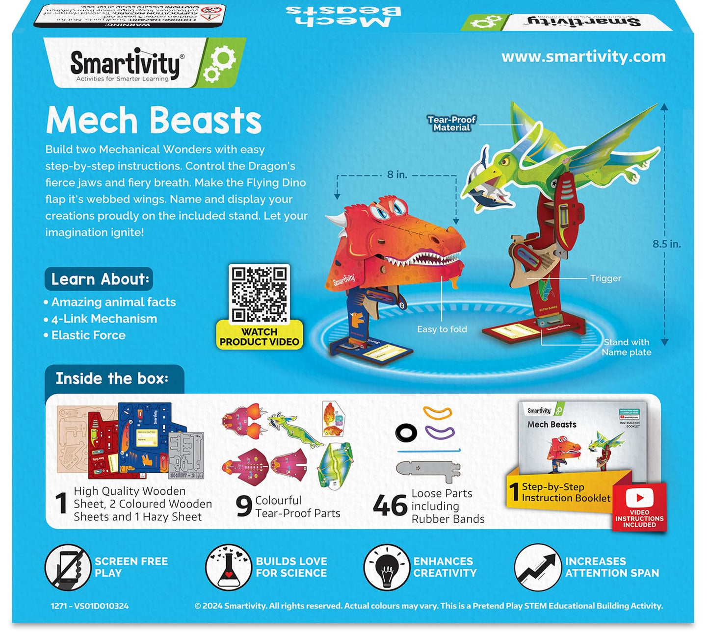 Smartivity 2in1 Animals I Dragon & Flying Dinosaur I Toys for Kids 6-12 Years Old | Birthday Gifts for Boys & Girls| DIY Science Toy for Kids 6,7,8,9,10,11,12 I STEM Educational Game(PACK OF 6)