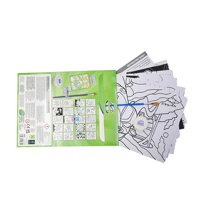 Scentos CleanColouring™ Magic Gel Painting Adventure Set By Fratelli |20 pictures to color, Colour Reveal Stickers Magic Gel Paint and Magic Gel Paint Brush with no mess(PACK OF 12)