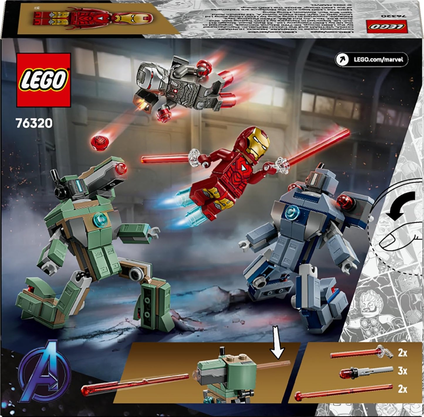 LEGO Marvel Iron Man & War Machine vs. Hammer Drones Building Toy 76320 Building Blocks Toys for 7+ Gift for Boys and Girls