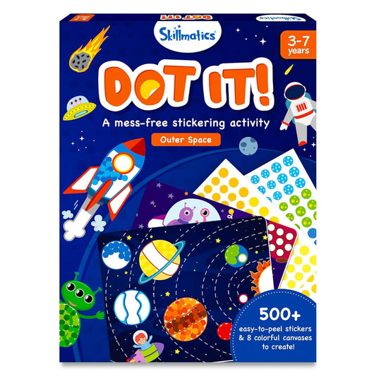 Skillmatics Paper Dot It Sticker Art Activity - Space, Mess-Free Fun for Kids, 500+ Stickers, Craft Kits, DIY Activity, Travel Toys, Gifts for Boys & Girls Ages 3, 4, 5, 6, 7, Multi(PACK OF 5)