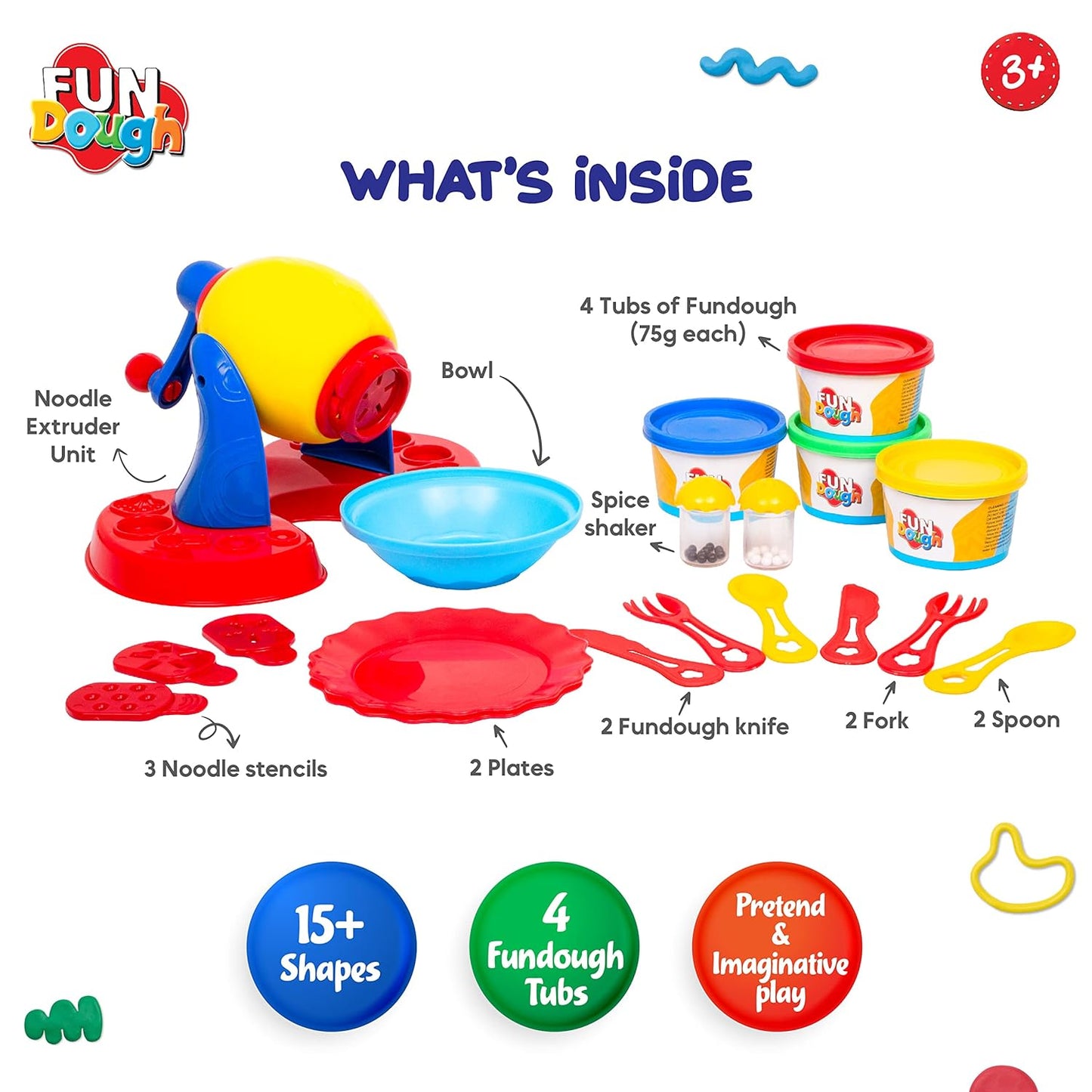 Fundough  Noodle Party, Play Set for Kid (PACK OF 6)