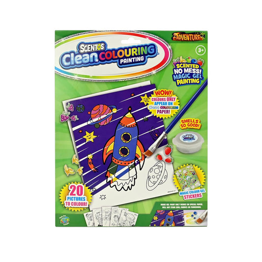 Scentos CleanColouring™ Magic Gel Painting Adventure Set By Fratelli |20 pictures to color, Colour Reveal Stickers Magic Gel Paint and Magic Gel Paint Brush with no mess(PACK OF 12)