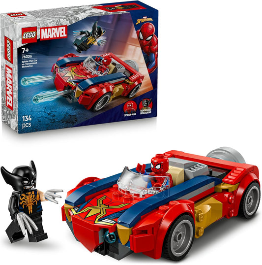 LEGO Marvel Spider-Man Car vs. Venomized Wolverine 76336 Super Hero Building Toy for Boys and Girls Aged 7+ - Spider-Man Supercar Playset with 2 Minifigures