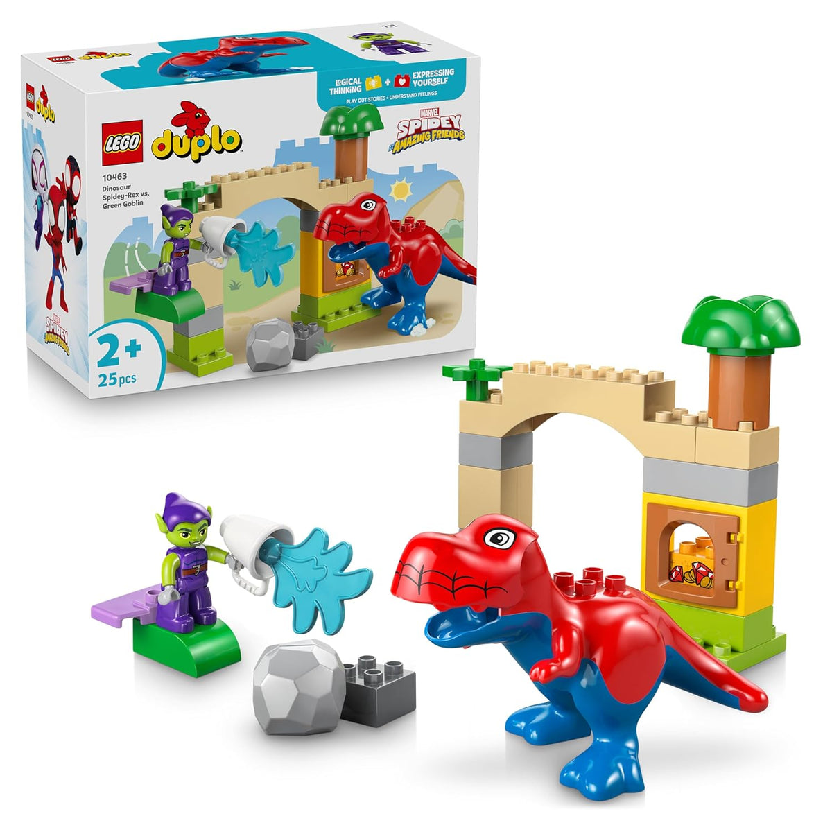 LEGO DUPLO Marvel 10463 Dinosaur Spidey-Rex vs. Green Goblin Super Hero Playset, 25 Pieces, 2+