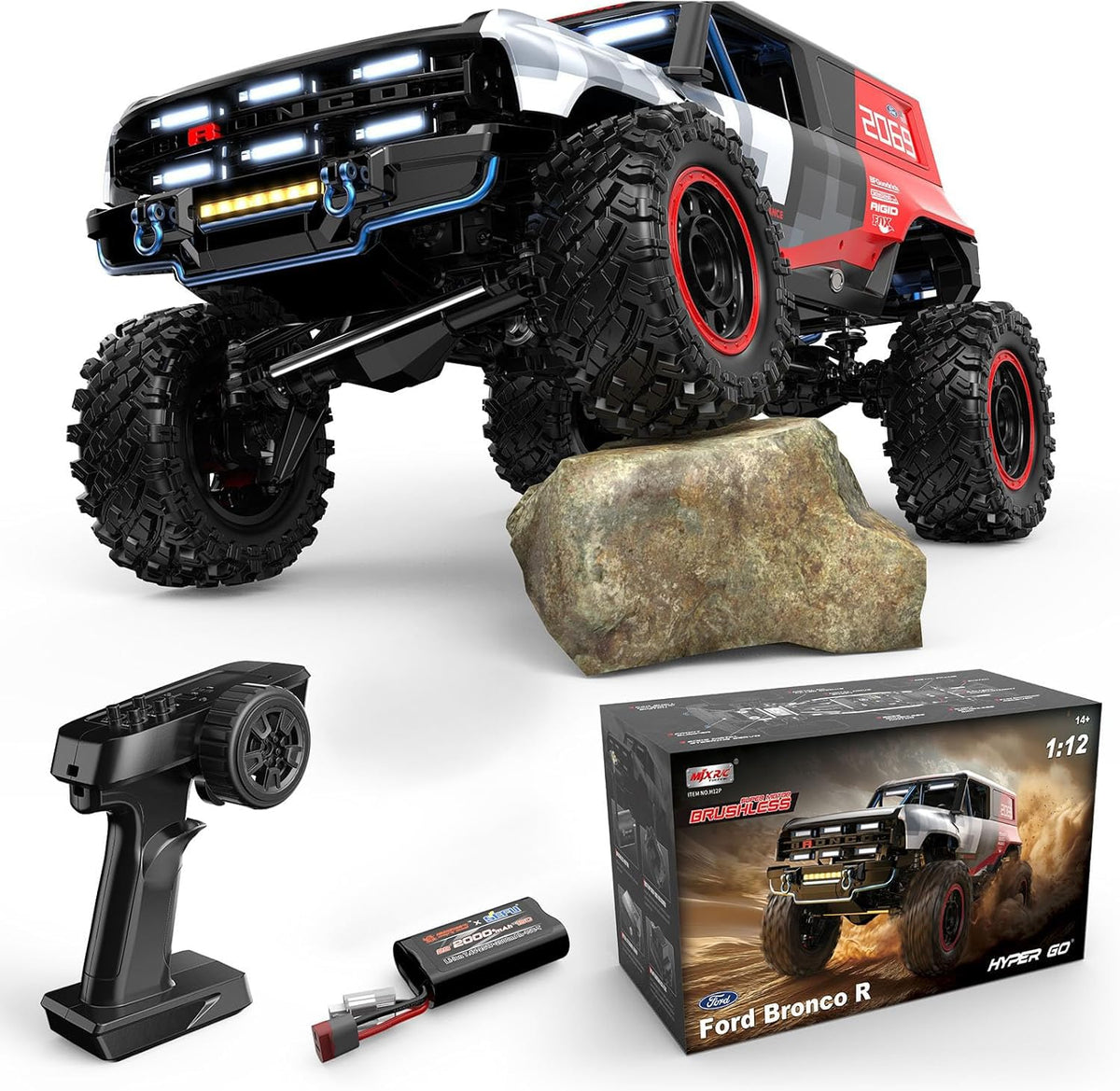 MJXRC H12P 1:12 Ford Bronco Baja 1000 4WD Brushless RC Off-Road Crawler