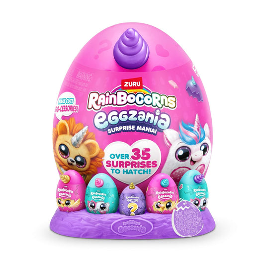 Rainbocorns Eggzania Surprise Mania Whipper the Bunny - Collectible Plush - Over 20 Surprises Inside, 28 cm, Cuddle Plush Stuffed Animal, Rings, Bracelets, Stickers, Wearable Accessories (Bunny)