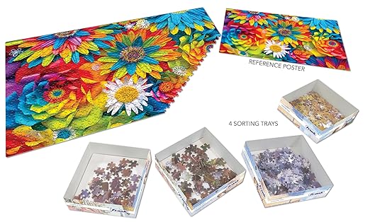 Frank Rainbow Flowers Jigsaw Puzzle for Adults | 1000 Piece Jigsaw