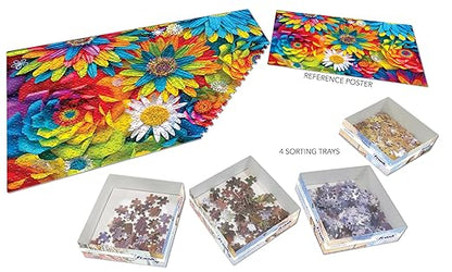 Frank Rainbow Flowers Jigsaw Puzzle for Adults | 1000 Piece Jigsaw