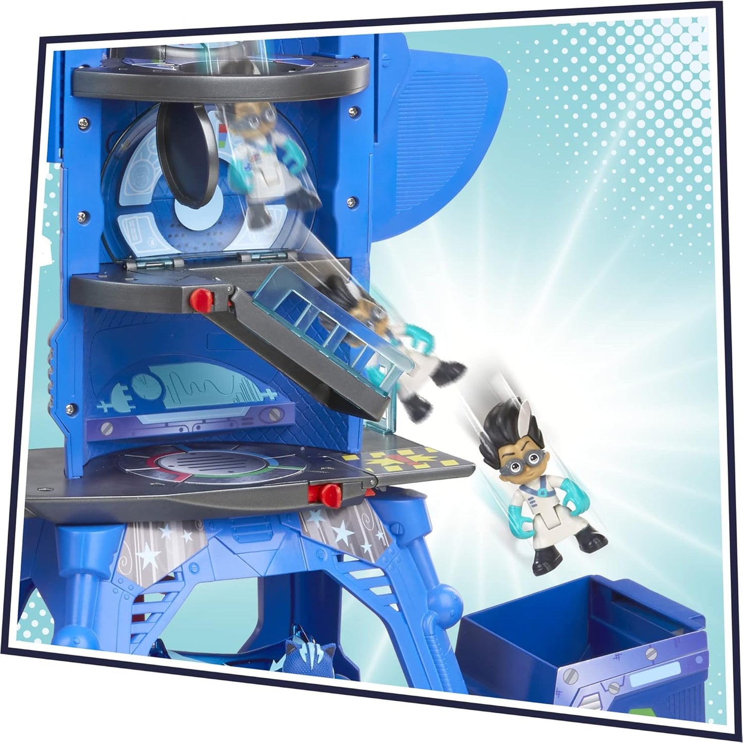 PJ Masks Deluxe Battle HQ Preschool Toy, Headquarters Playset with 2 Action Figures, Cat-Car Vehicle, and More for Kids Ages 3 and Up