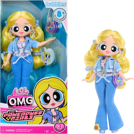 L.O.L. Surprise! OMG The Powerpuff Girls Doll - Bubbles - Includes 1 Model Doll, with 1 Outfit and Accessories, Collect all 3