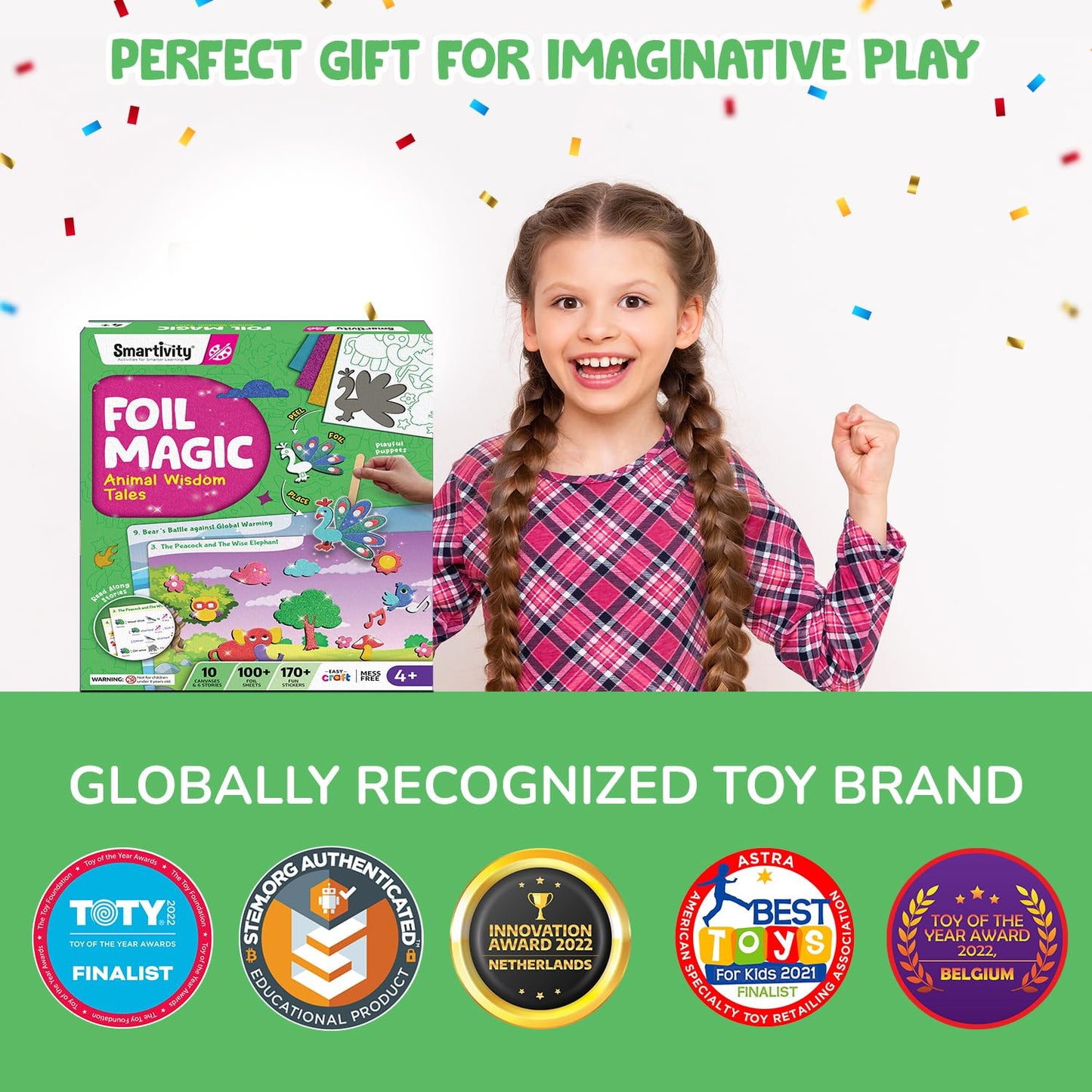 Smartivity Art & Craft Activity Kit- Foil Magic Animals Theme Craft Kit for Kids Age 4-10 Years, 100+ Foil Sheet, 10 Canvases, 170+ Stickers, Birthday Gift for Boys & Girls Ages 4,5,6,7,8,9,10(PACK OF 6)