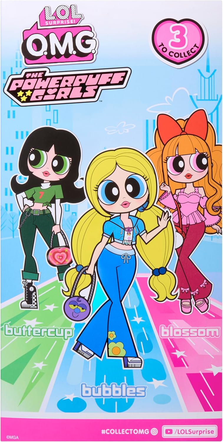 L.O.L. Surprise! OMG The Powerpuff Girls Doll - Bubbles - Includes 1 Model Doll, with 1 Outfit and Accessories, Collect all 3