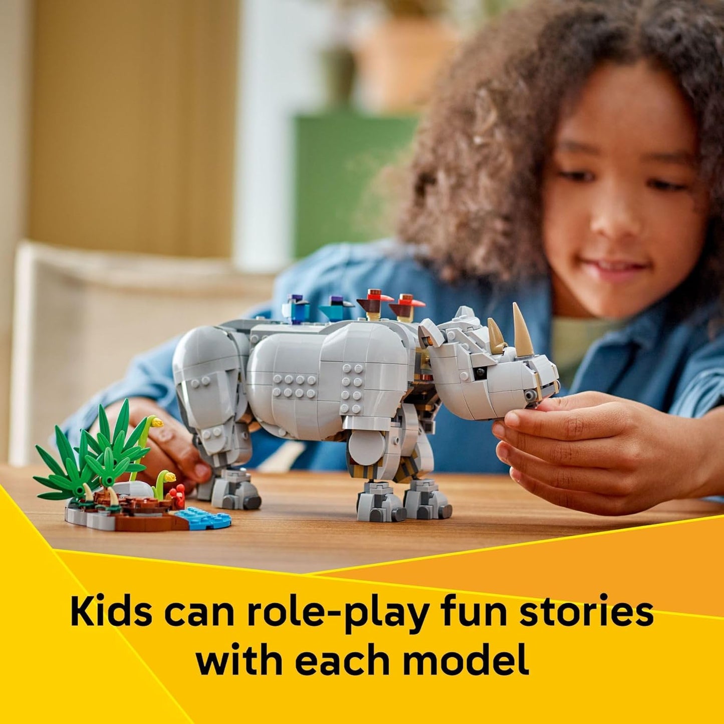 LEGO Creator 3 in 1 Wild Animals: Majestic Rhino with Birds Pretend Play Toy for Kids 31171
