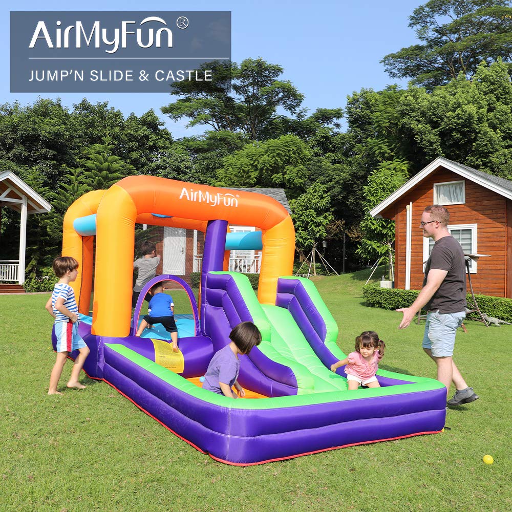 All-in-One Inflatable Bouncy Castle with Slide, Climb Wall, Ball Games & Jump Area – Kids Party Outdoor Indoor Playhouse