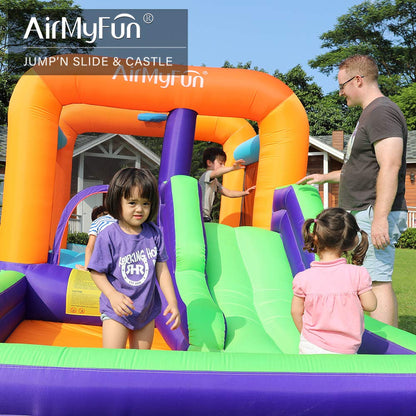 All-in-One Inflatable Bouncy Castle with Slide, Climb Wall, Ball Games & Jump Area – Kids Party Outdoor Indoor Playhouse