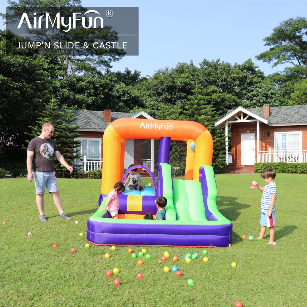 All-in-One Inflatable Bouncy Castle with Slide, Climb Wall, Ball Games & Jump Area – Kids Party Outdoor Indoor Playhouse