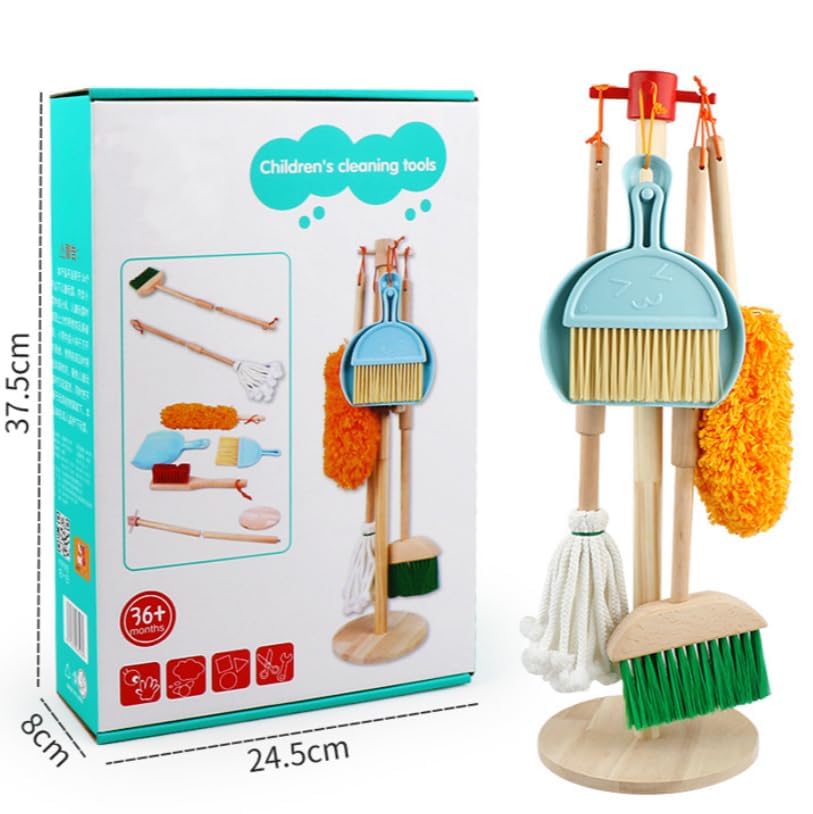 Wooden Montessori 6 Piece Cleaning Pretend and Play Mopping Toy