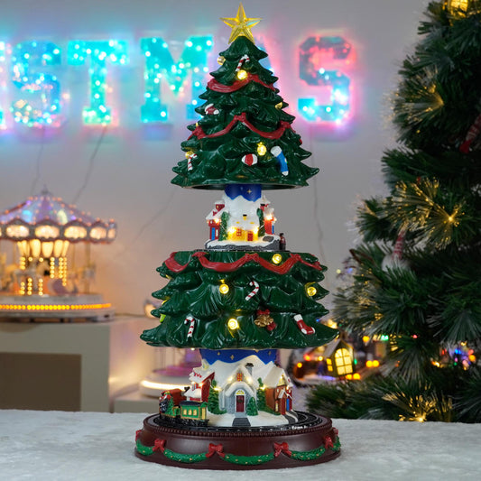 Christmas Tree Showpiece with Moving Train, Music & Up-Down Motion – Festive Centerpiece