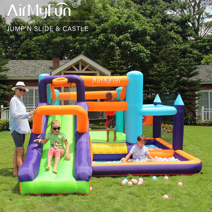 All-in-One Kids Bouncy Castle with Slide, Ball Pool & Games – Inflatable Jump House for Indoor & Outdoor Fun