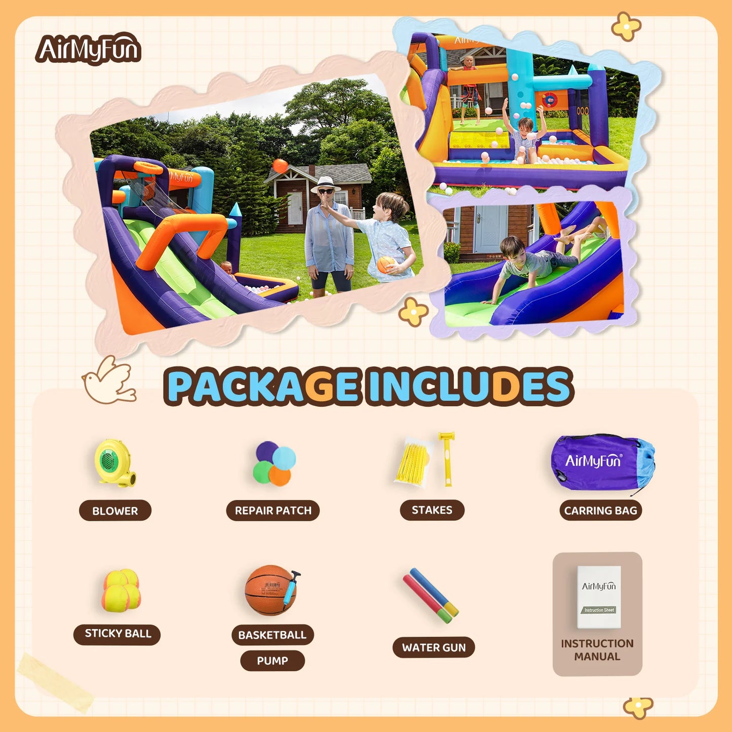All-in-One Kids Bouncy Castle with Slide, Ball Pool & Games – Inflatable Jump House for Indoor & Outdoor Fun